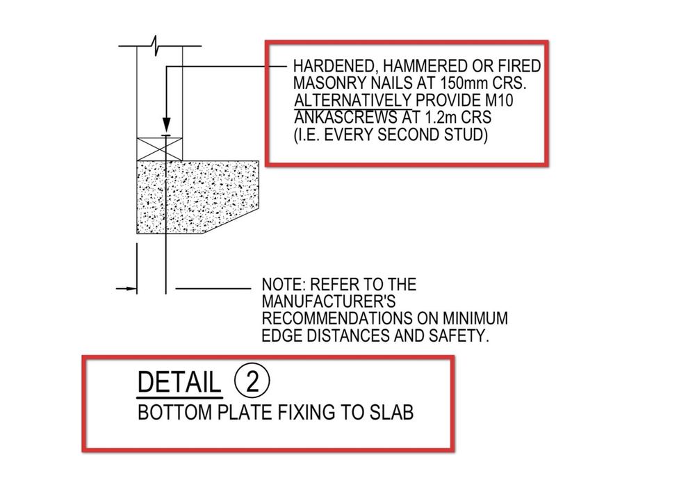 The engineer's bottom plate fixing detail, the benchmark for tie-down spacing, Tarneit